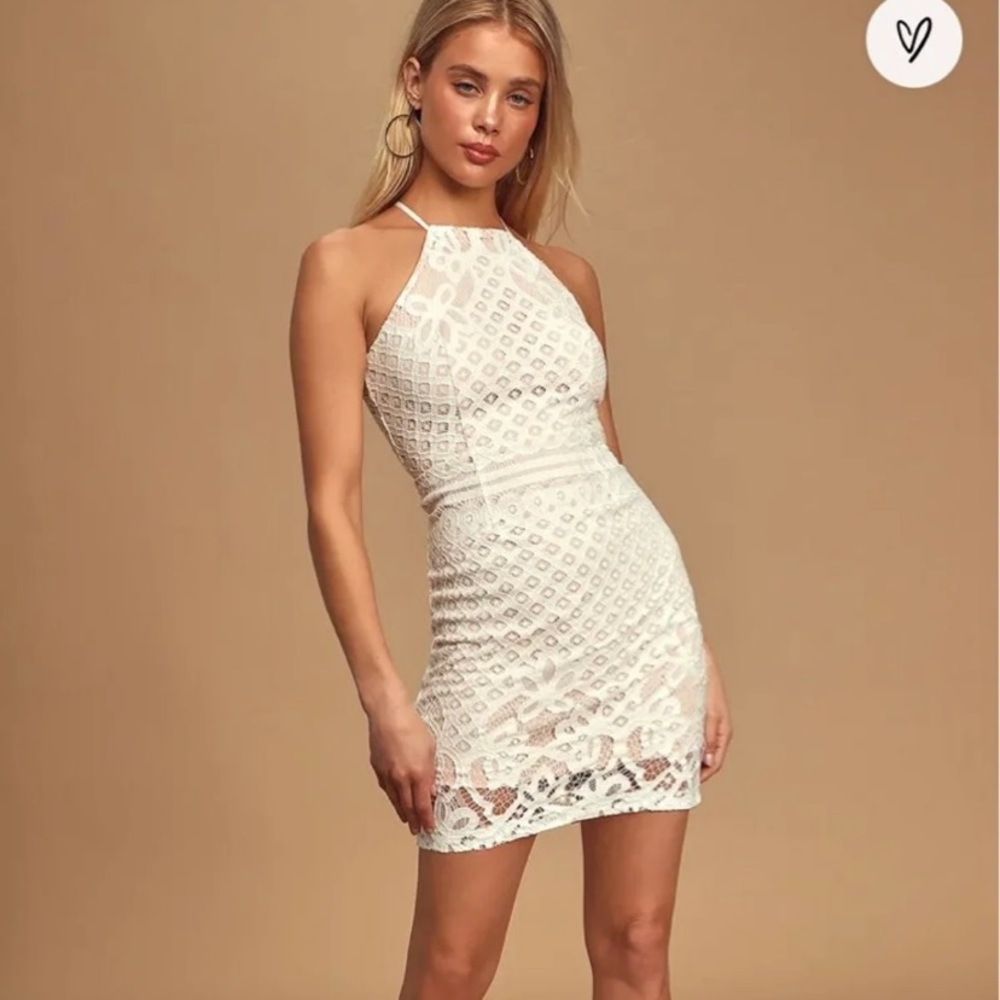 New lulu steal a kiss white nude dress medium